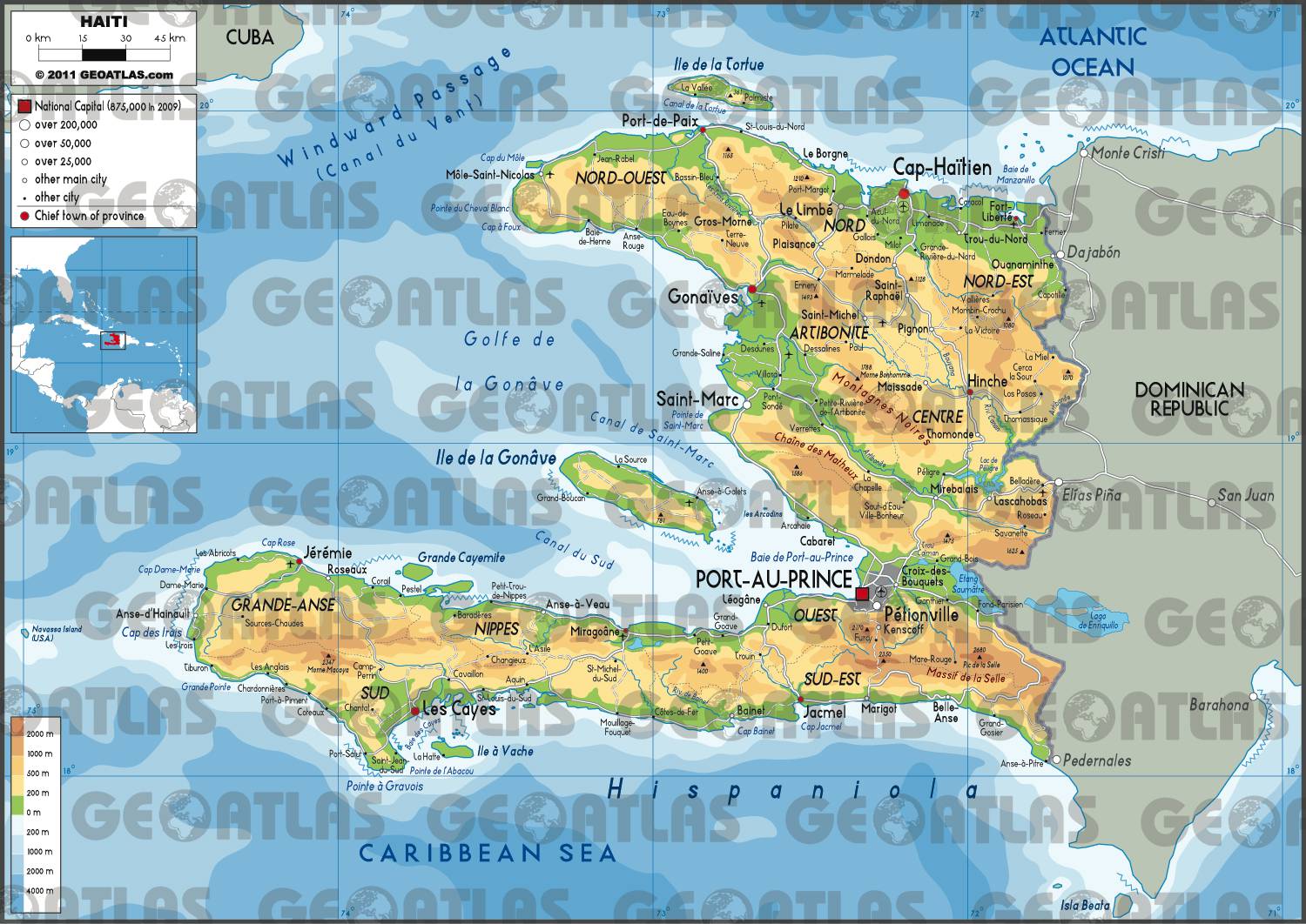 Carte d'Haïti Plusieurs cartes du pays aux Antilles