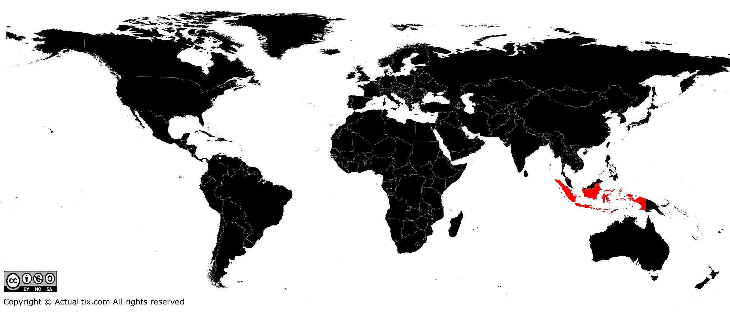 indonesie sur la carte du monde