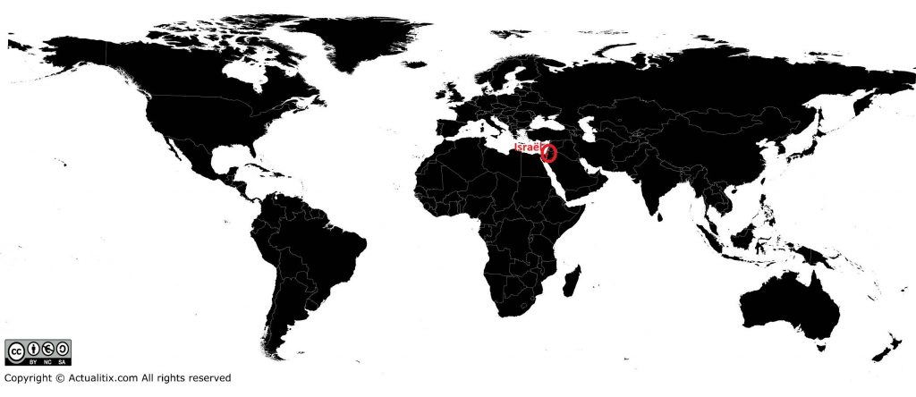 Israël sur une carte du monde