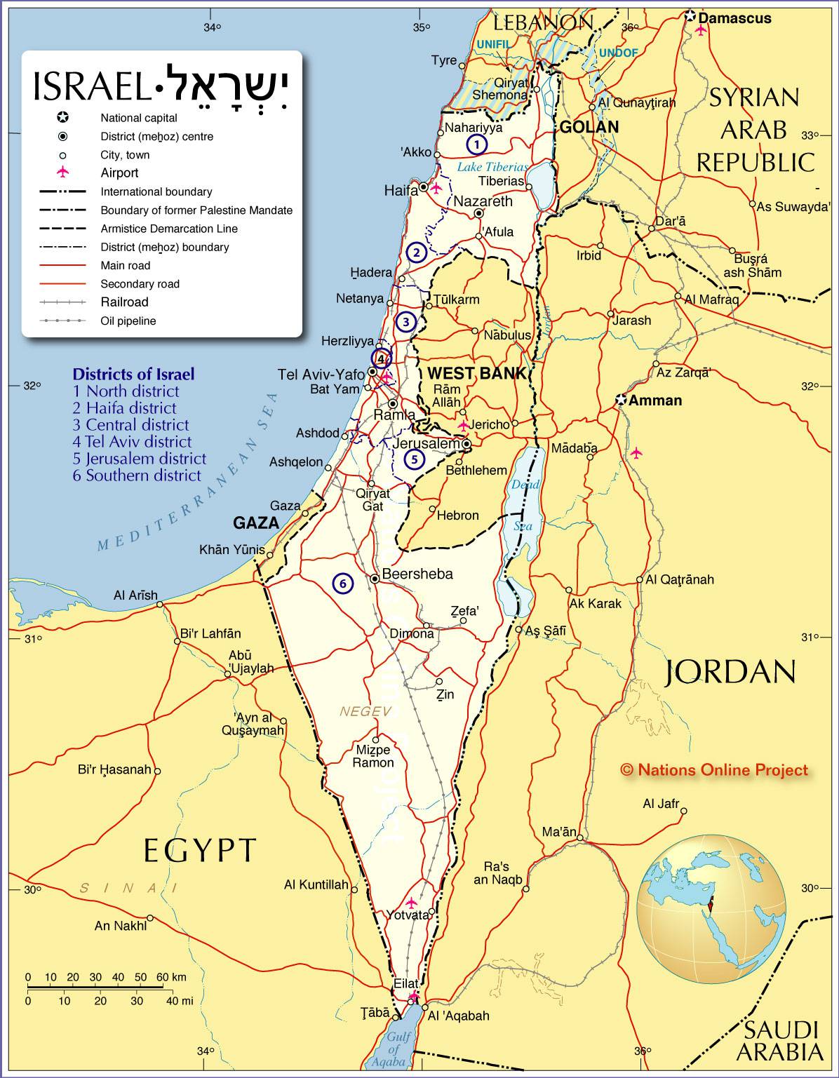 israel carte géographiqe