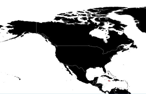Jamaïque sur une carte d'Amérique du Nord et Centrale