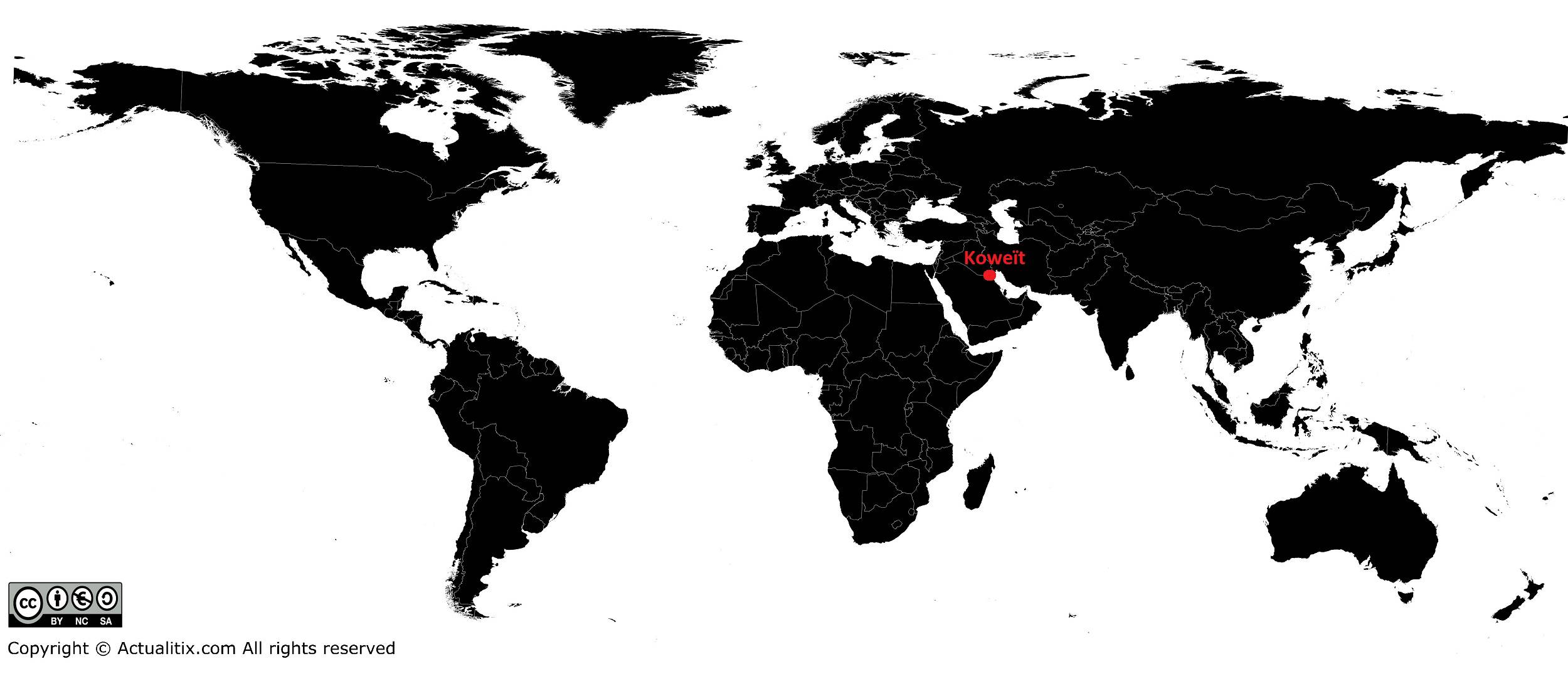 Koweït sur carte du monde