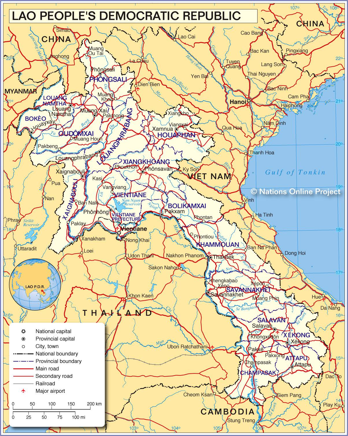 carte du laos