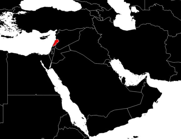 Liban sur une carte du Moyen-Orient
