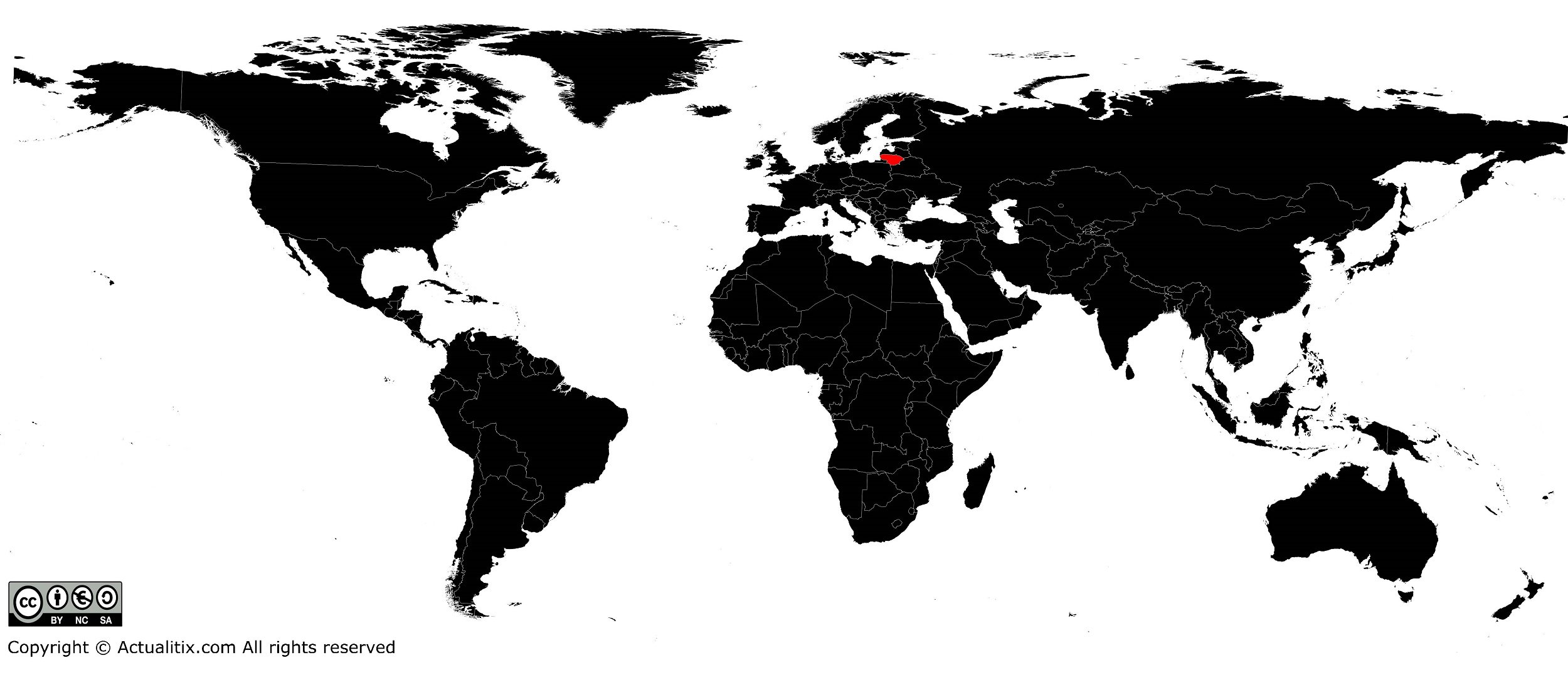 Lituanie sur une carte du monde
