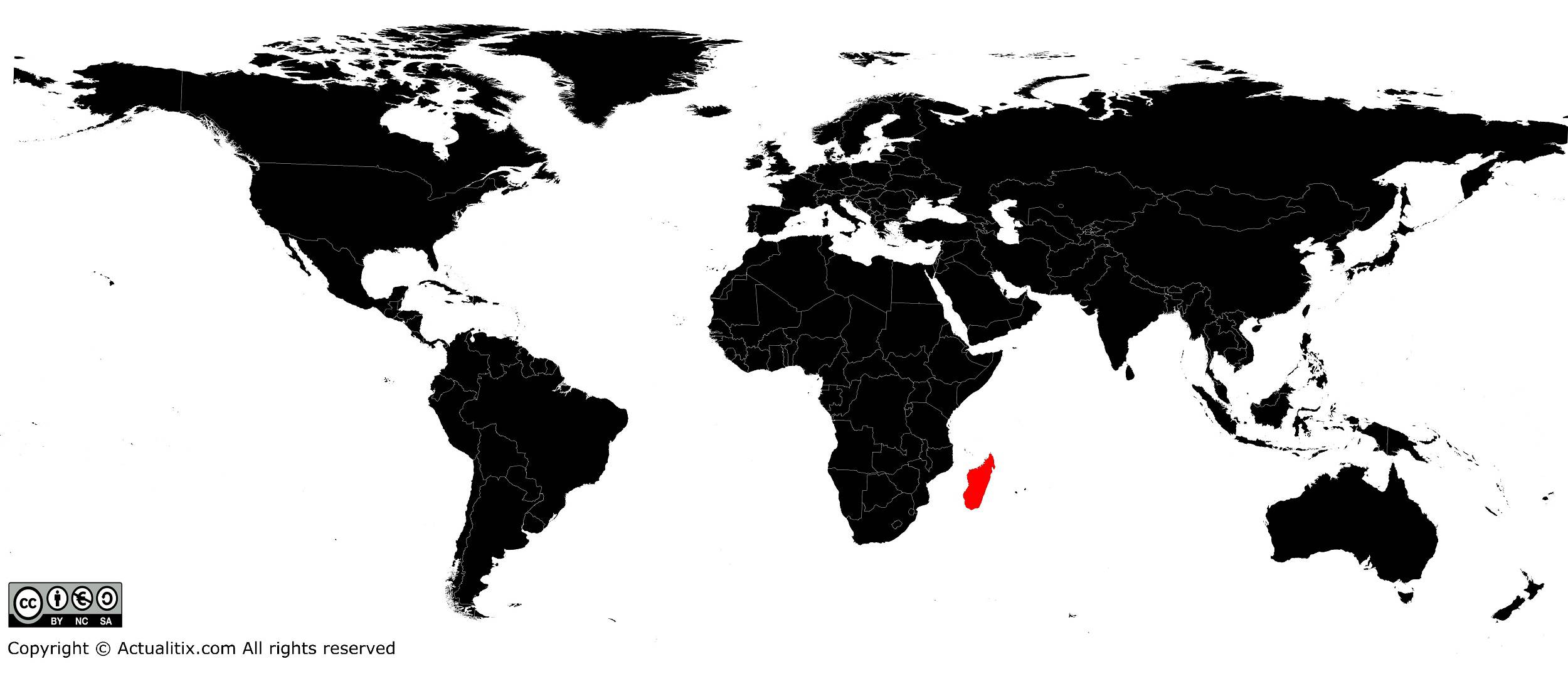 Madagascar sur une carte du monde