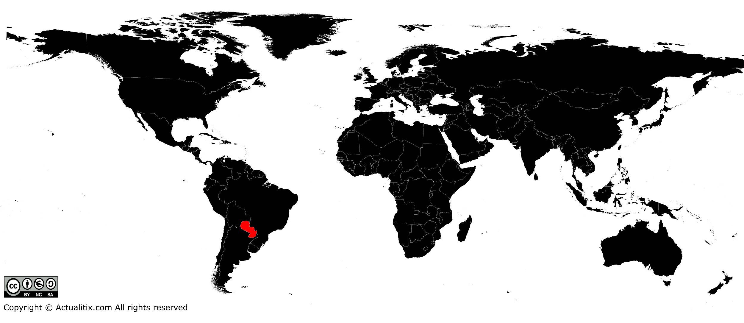 Paraguay sur une carte du monde