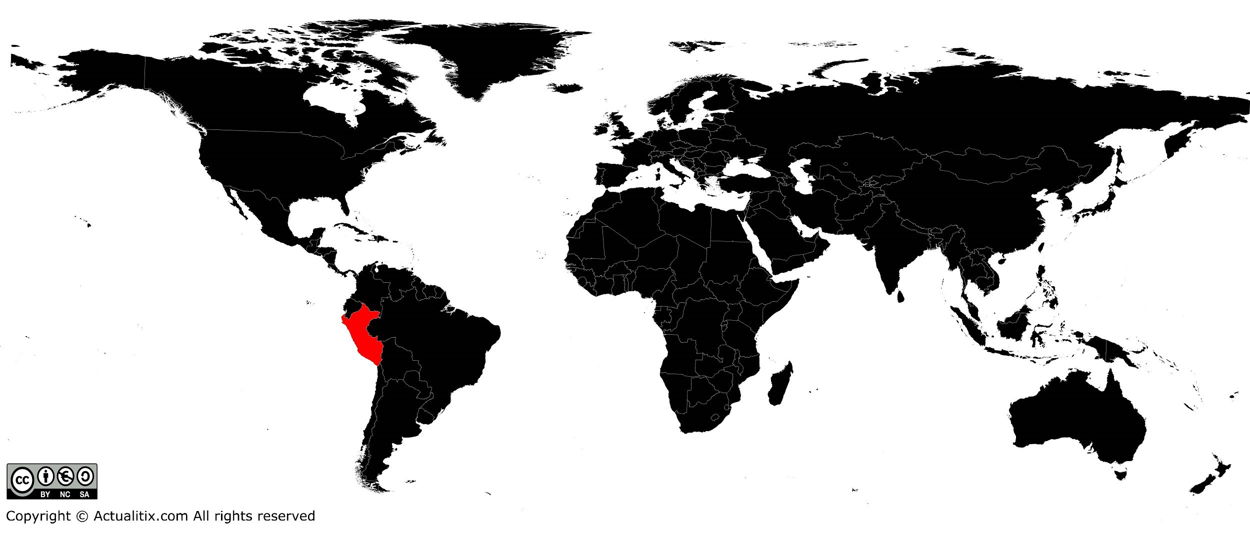Pérou sur une carte du monde