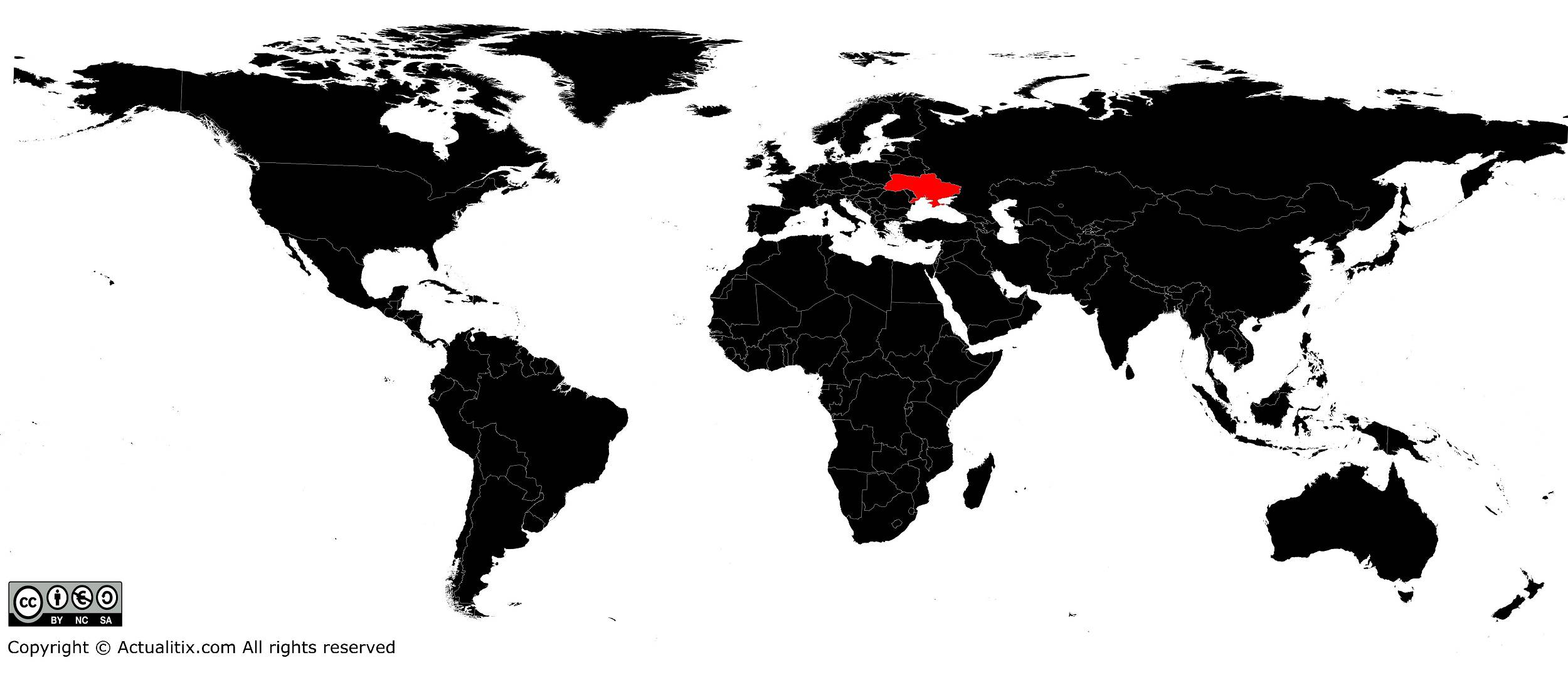 Ukraine sur une carte du monde