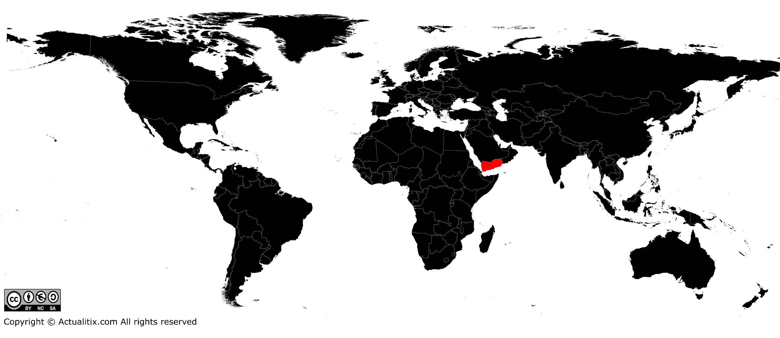 Yémen sur une carte du monde