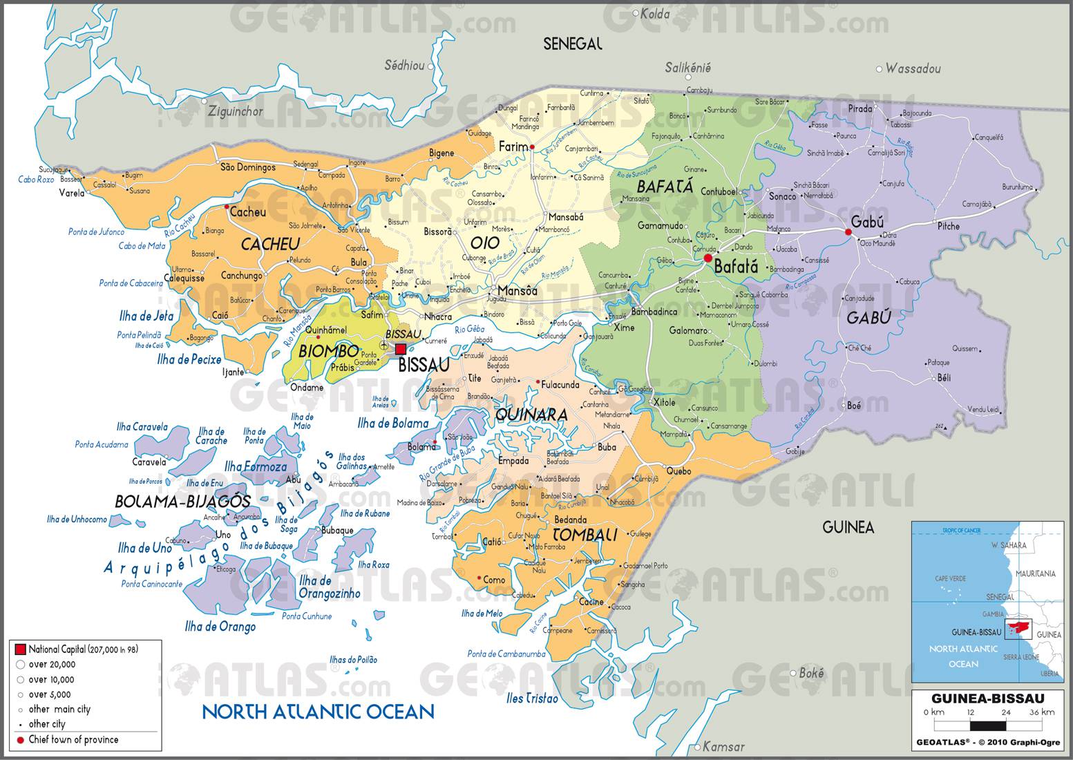 Carte administrative de la Guinée-Bissau Carte administrative de la Guinée-Bissau