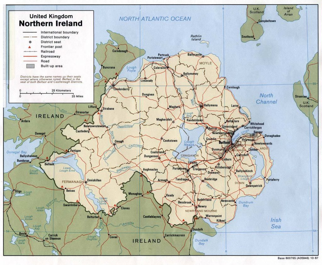 Carte administrative de l'Irlande du Nord Carte administrative de l'Irlande du Nord