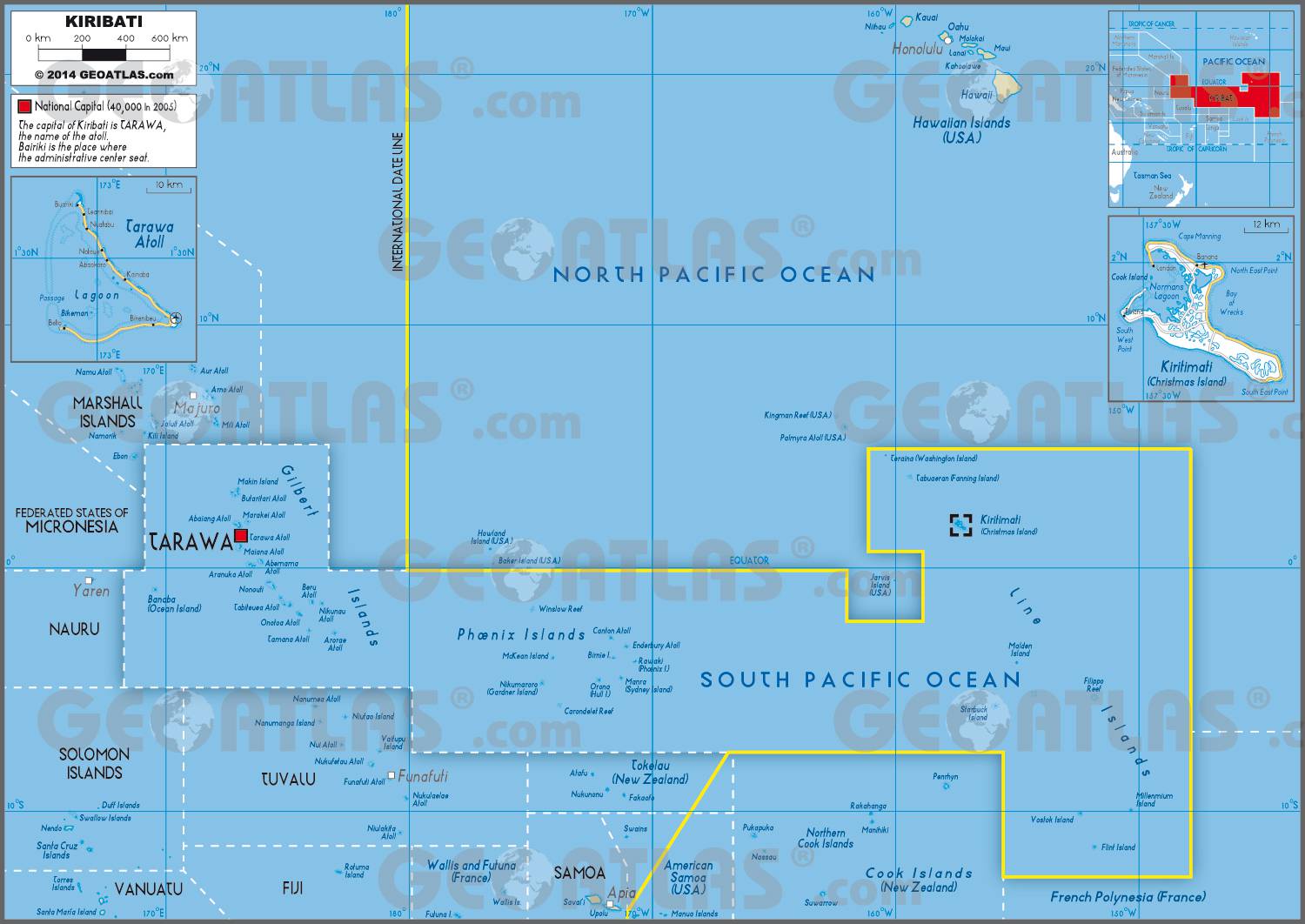 Carte administrative des Kiribati Carte administrative des Kiribati