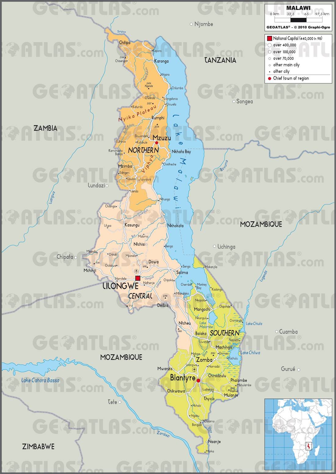 Carte administrative du Malawi Carte administrative du Malawi