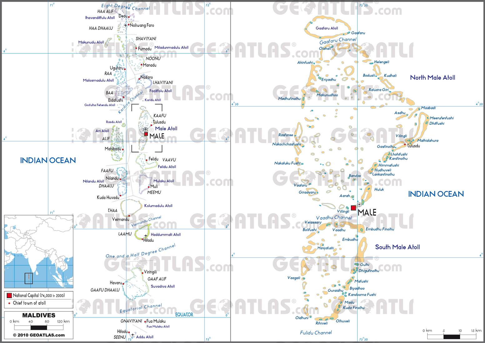 Carte administrative des Maldives Carte administrative des Maldives