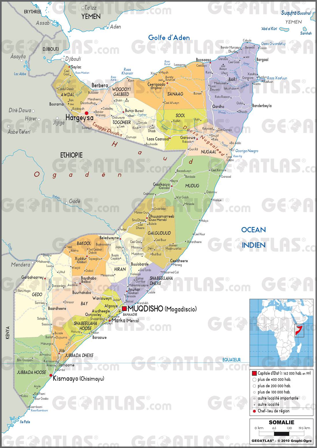 Carte administrative de la Somalie Carte administrative de la Somalie