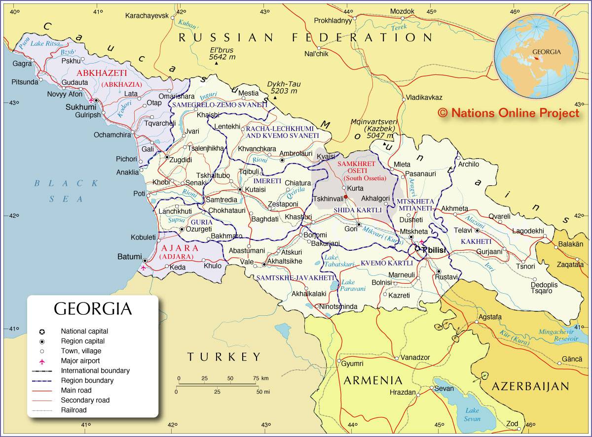 Carte détaillée de la Géorgie