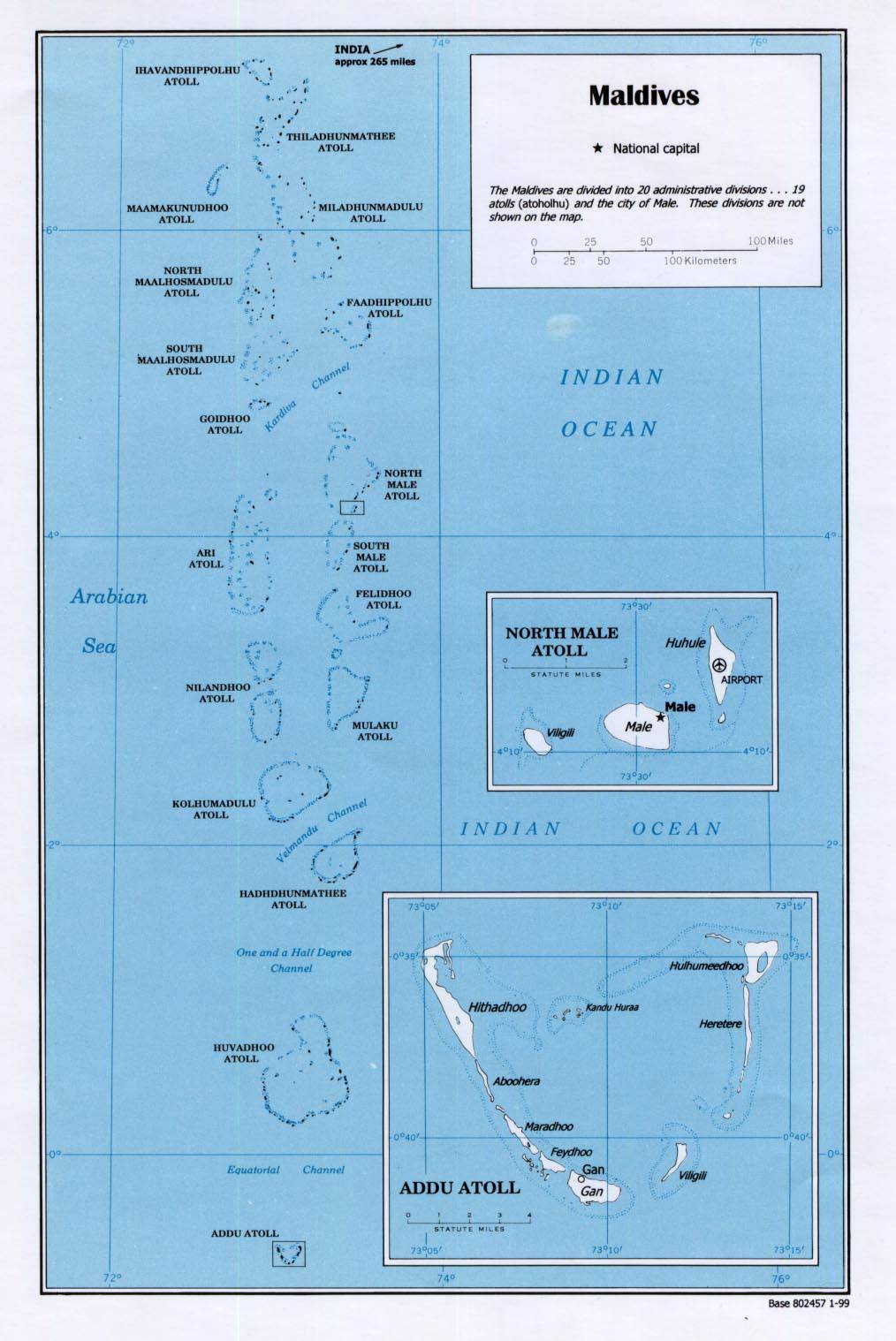 Carte détaillée des Maldives Carte détaillée des Maldives