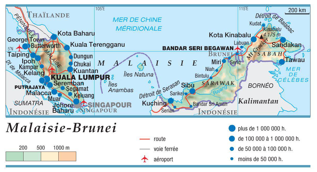 Carte de la Malaisie Plusieurs cartes du pays en Asie (villes, routes...)