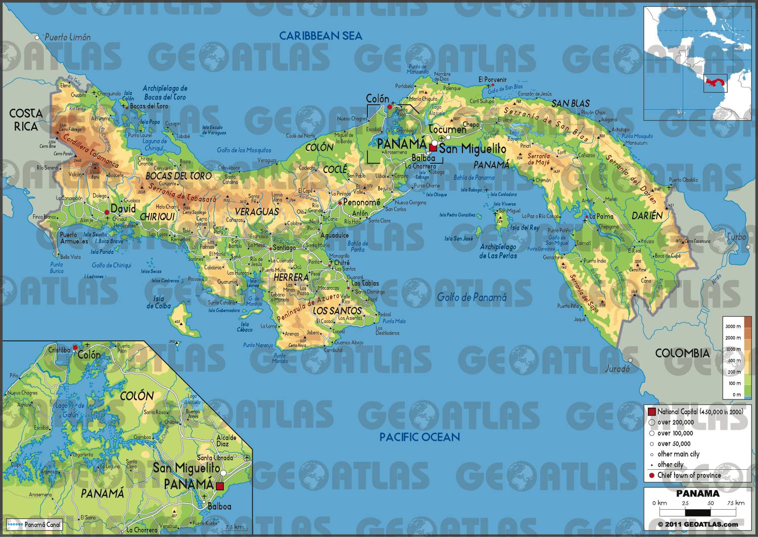 Carte géographique du Panama Carte géographique du Panama