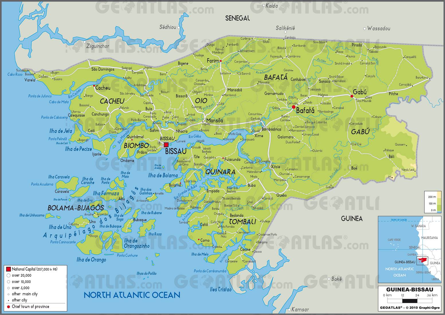 Carte de la Guinée-Bissau Carte de la Guinée-Bissau