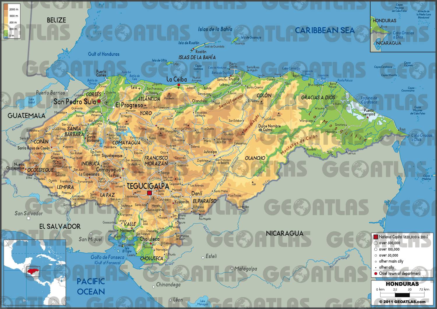 Carte du Honduras Carte du Honduras