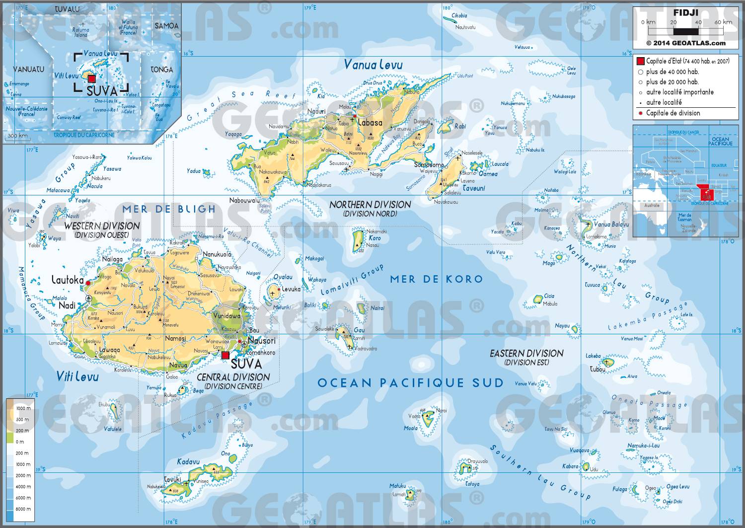 Carte des Îles Fidji Carte des Îles Fidji