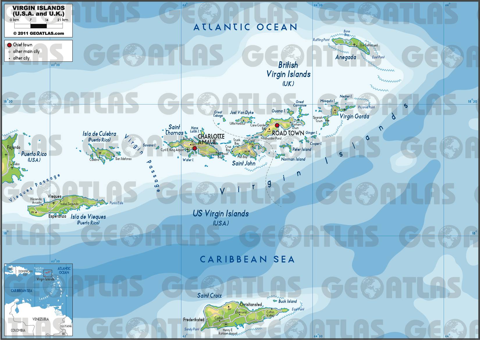 Carte des Îles Vierges des Etats-Unis Carte des Îles Vierges des Etats-Unis