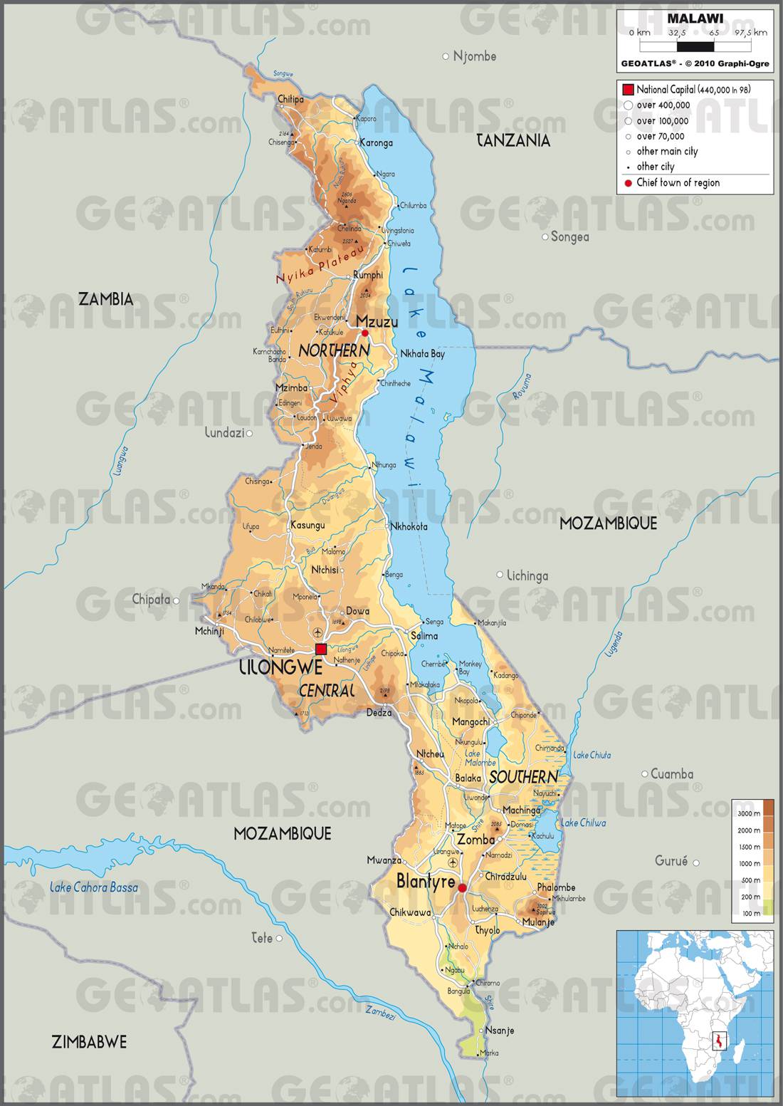 Carte du Malawi Carte du Malawi