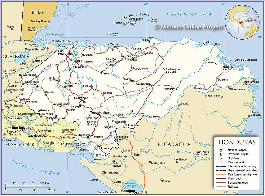 Carte politique du Honduras