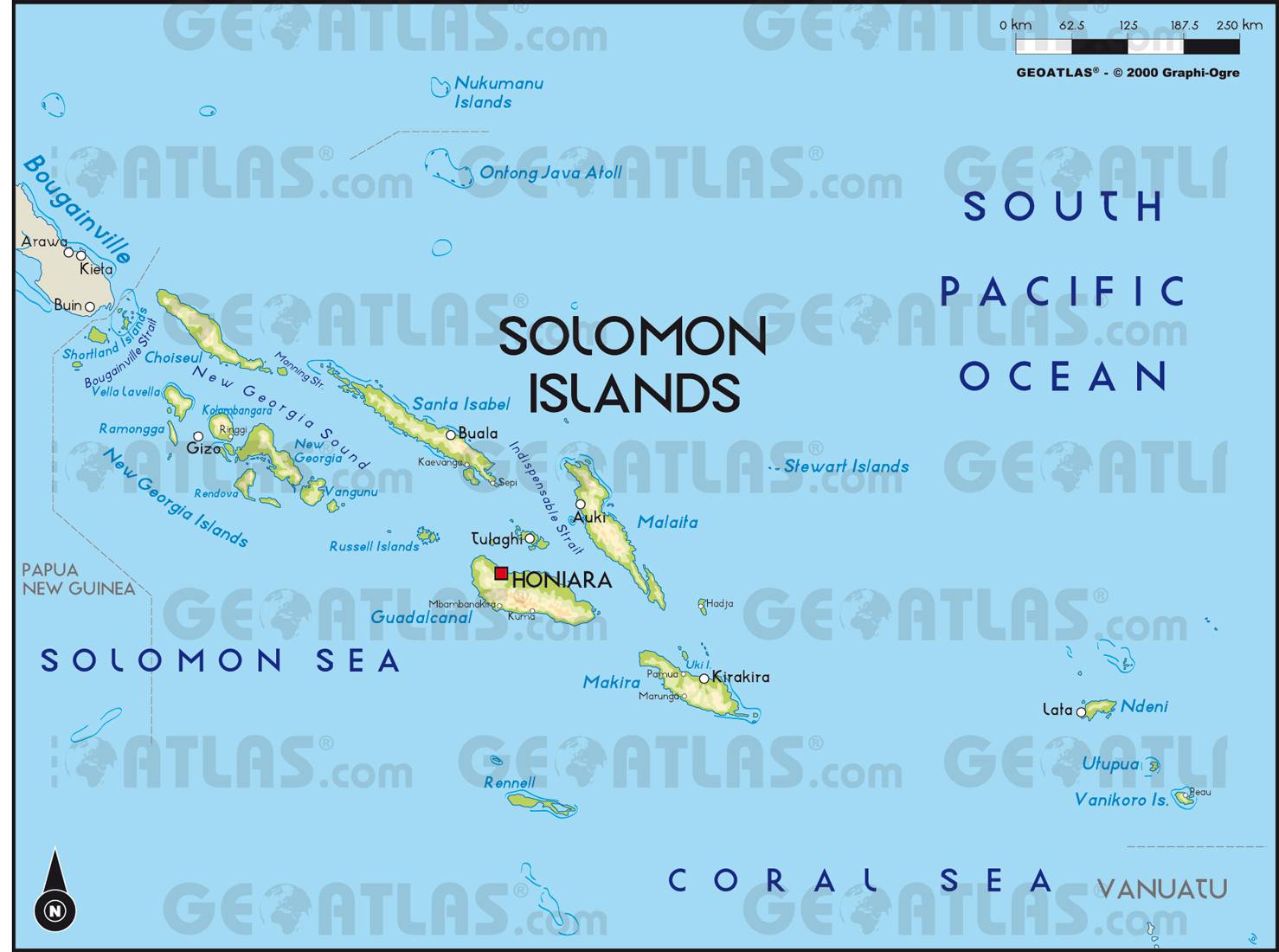 Carte politique des Îles Salomon Carte politique des Îles Salomon