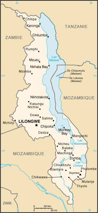 Carte politique du Malawi Carte politique du Malawi