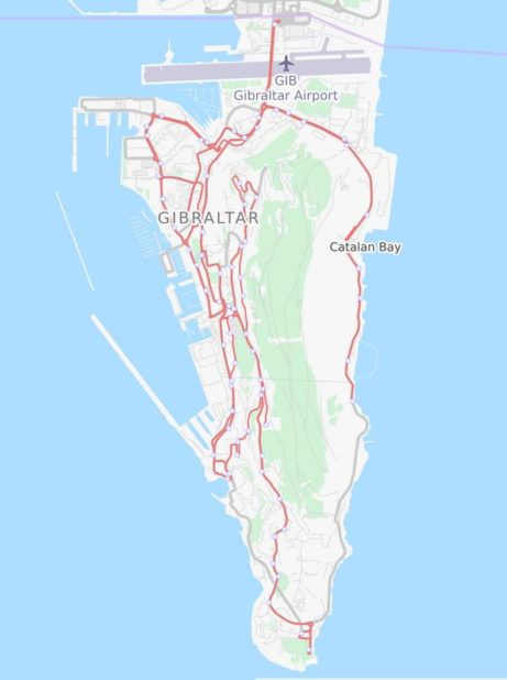 Carte des routes de Gibraltar