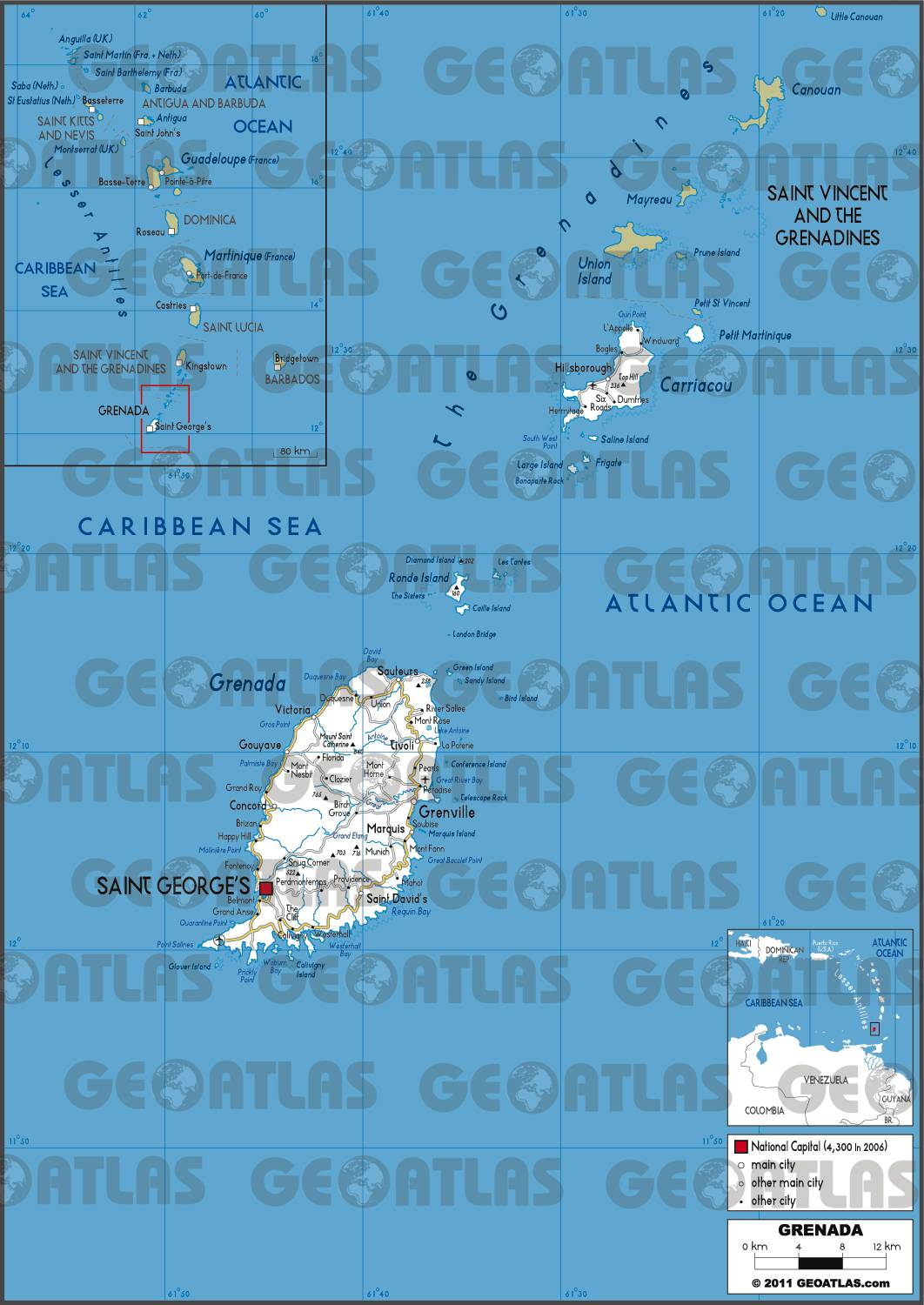Carte routière de Grenade Carte routière de Grenade