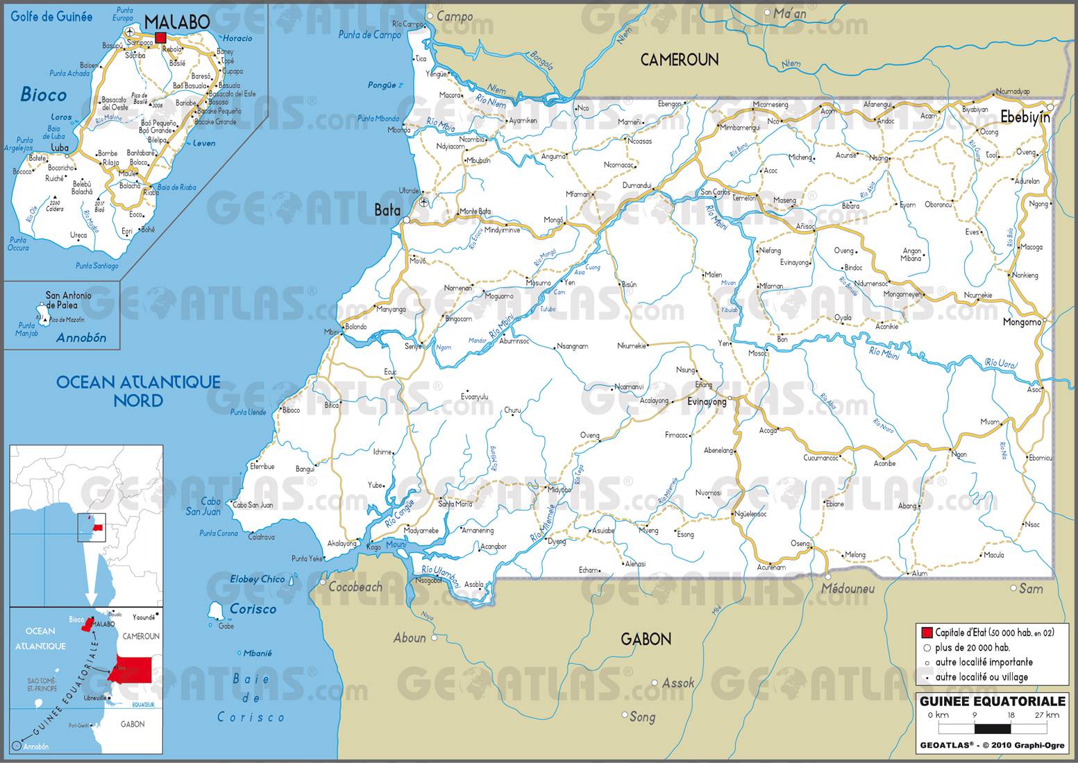 Carte routière de la Guinée-Equatoriale Carte routière de la Guinée-Equatoriale