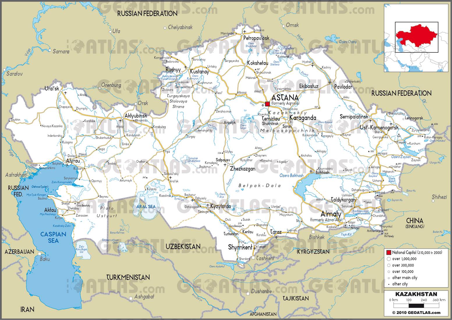 Carte routière du Kazakhstan Carte routière du Kazakhstan