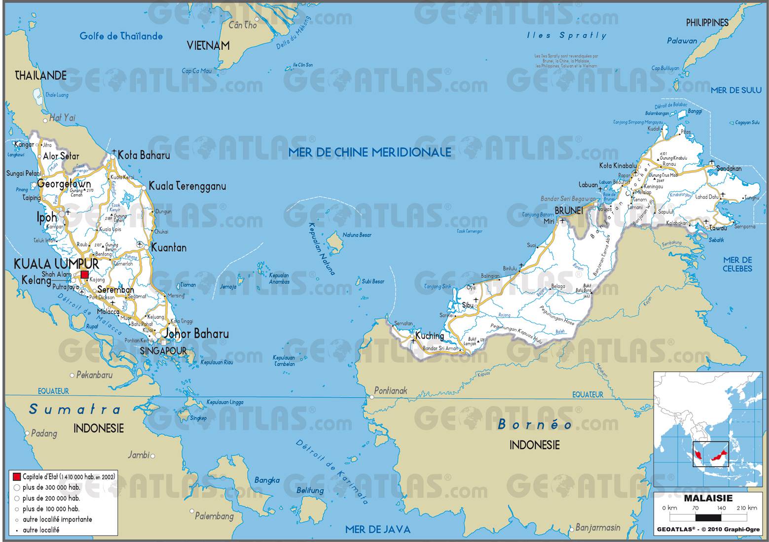 Carte de la Malaisie - Plusieurs cartes du pays en Asie 