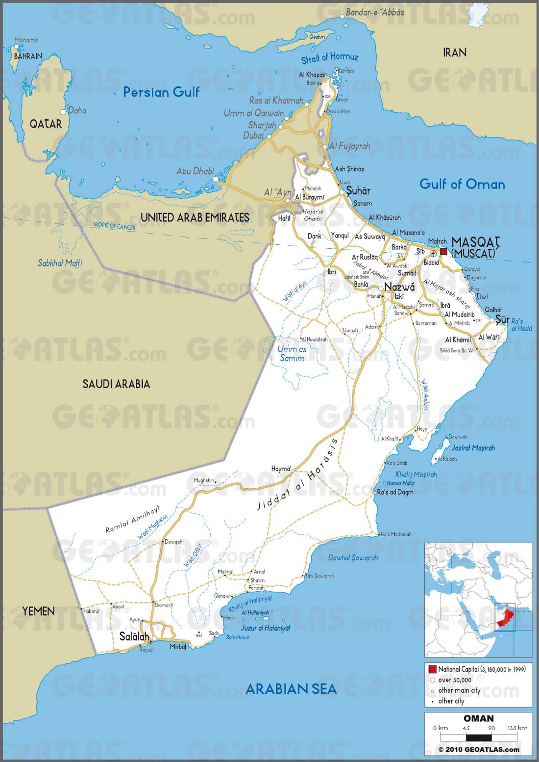 Carte routière d'Oman Carte routière d'Oman