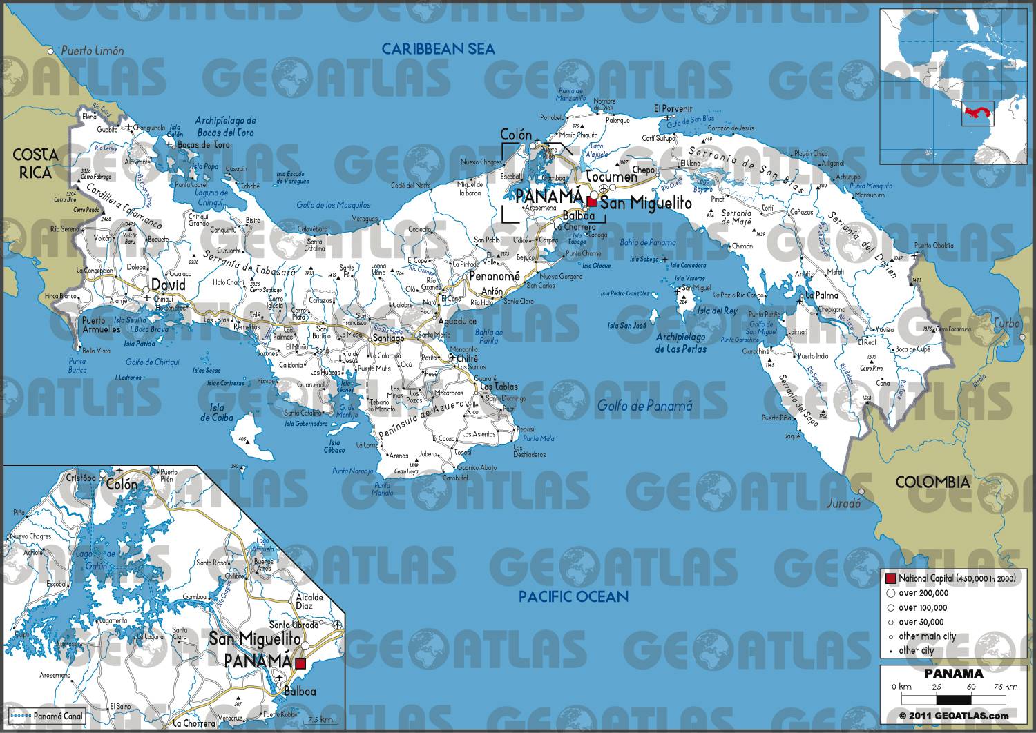 Carte routière du Panama Carte routière du Panama