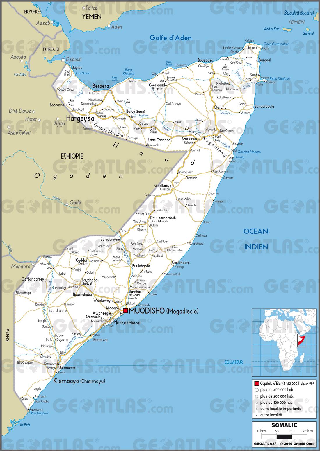 Carte routière de la Somalie Carte routière de la Somalie
