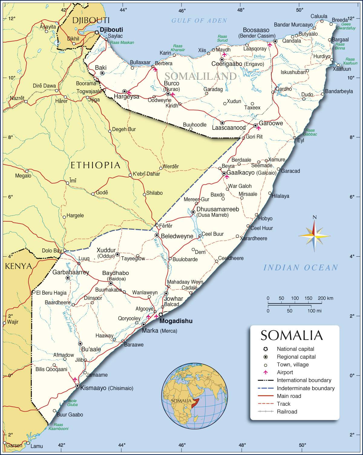 Carte de la Somalie