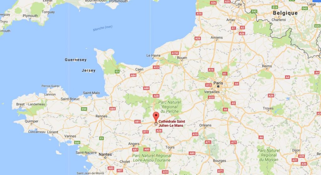 Cathédrale le Mans sur une carte Google Maps