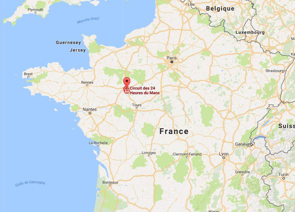 Circuit des 24 heures sur une carte de France