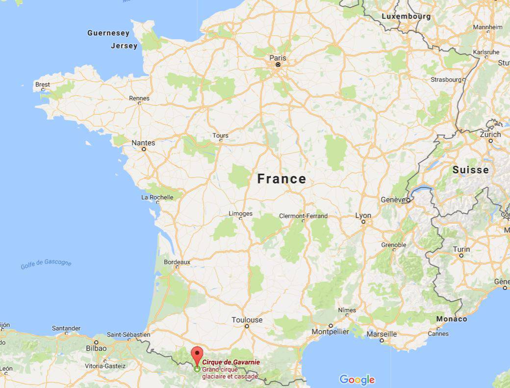 Cirque de Gavarnie sur une carte de France