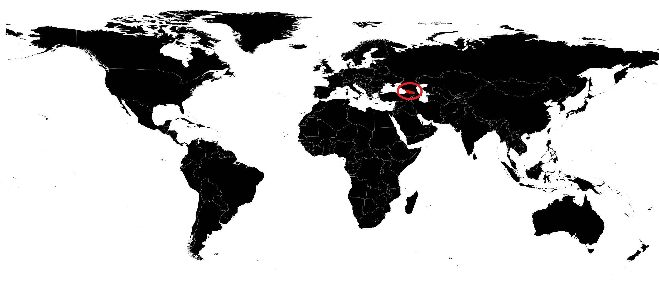Georgie sur une carte du monde