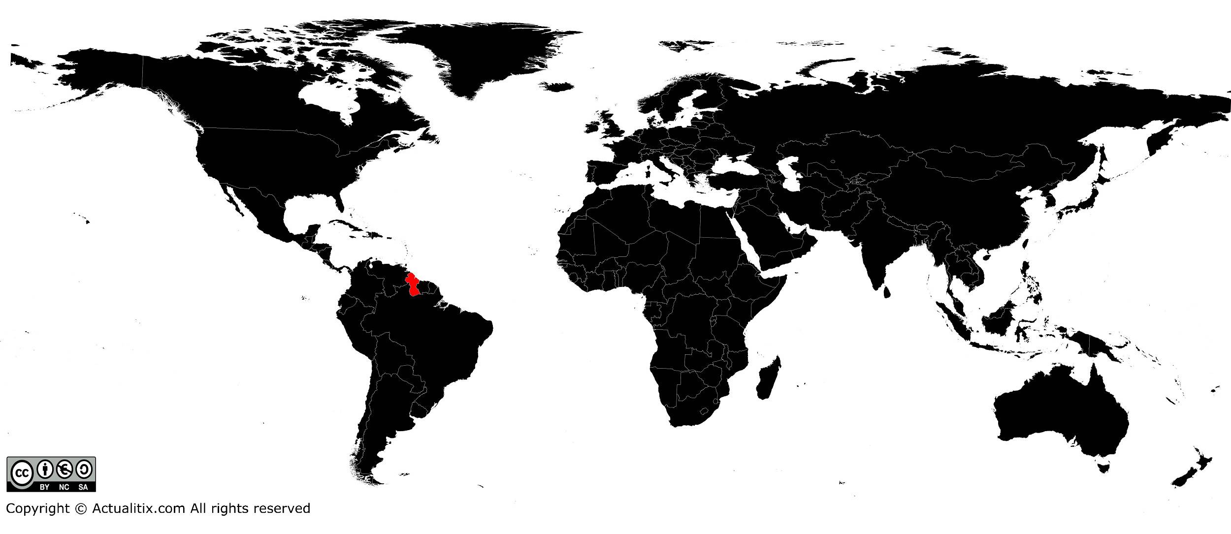 Guyana sur une carte du monde