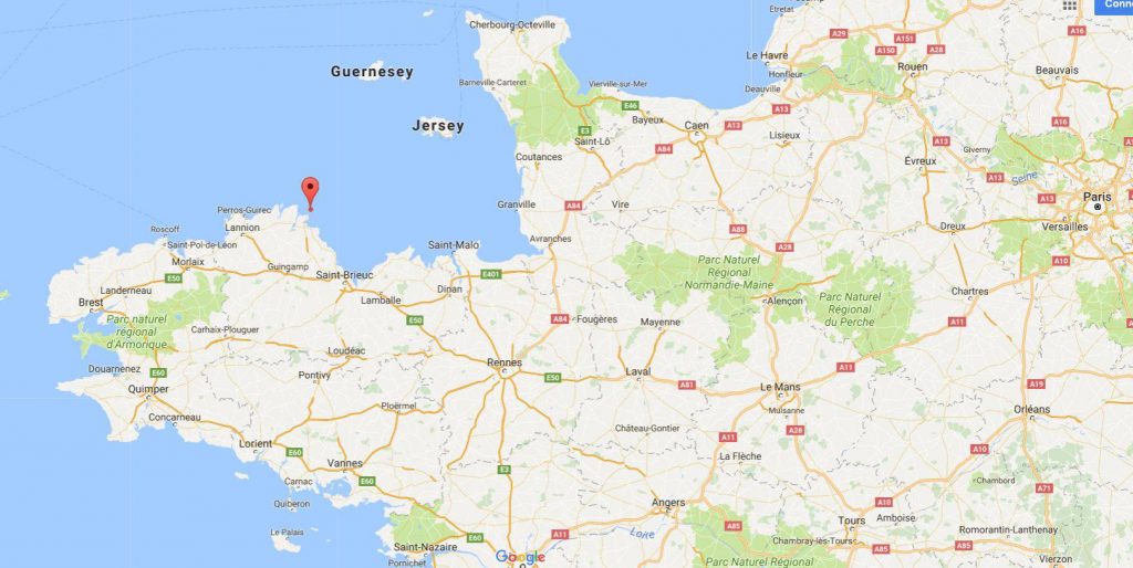 Île-de-Bréhat sur une carte de France