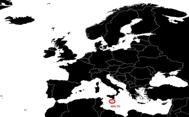 Malte sur une carte d'Europe