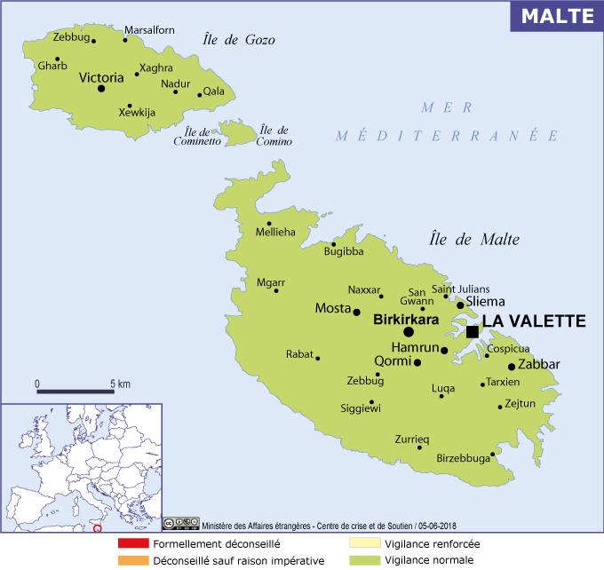 carte géographique île de malte