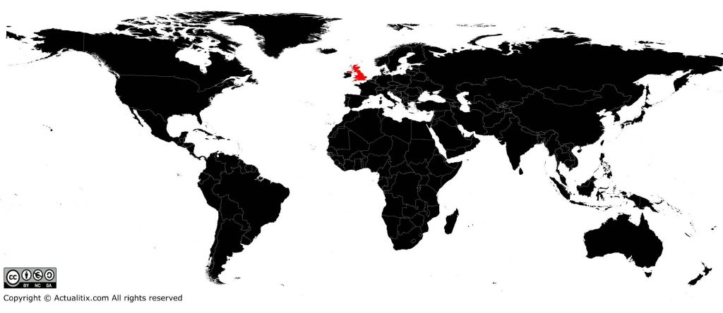 Royaume-Uni sur une carte du monde